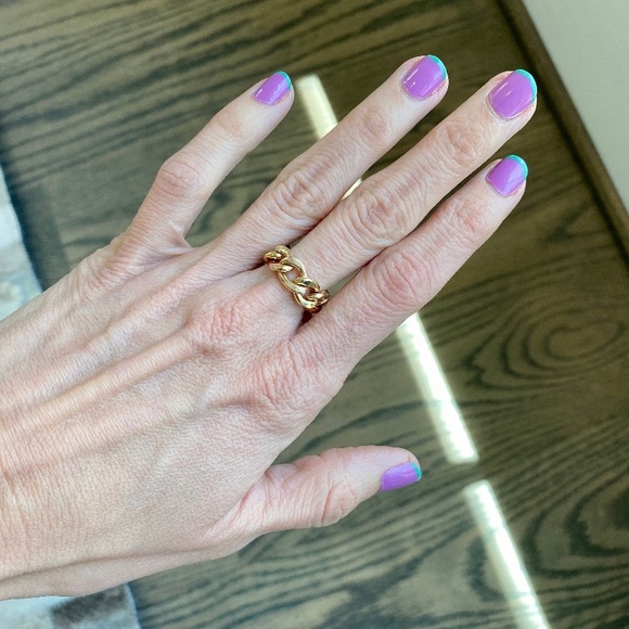 14k Yellow Gold Filled Cuban Curb Link Ring SIZE 6.5 - Picture 11 of 15